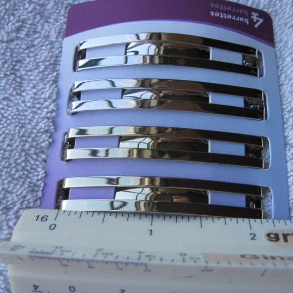 4 Goody Gold Silver Lexy Stay Tight Double Bar Metal Hair Barrettes Flat Secure - Picture 5 of 16
